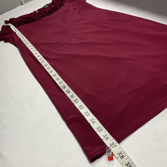Dress Barn Short Sleeve Dress Neck Ruffle Detail Fully Lined Size 6 Colour Plum - Picture 10 of 12